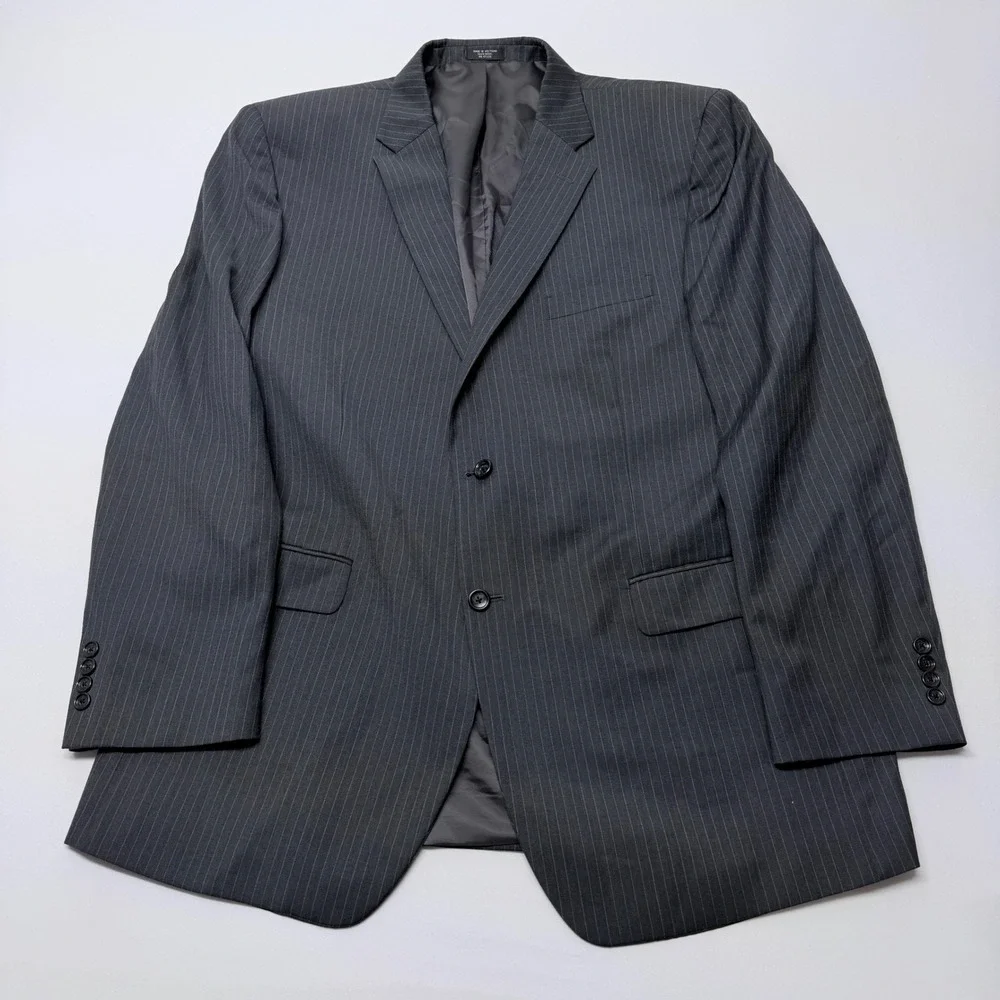 Jones New York 100% Wool Pinstripe Blazer Charcoal Grey Suit Jacket RN